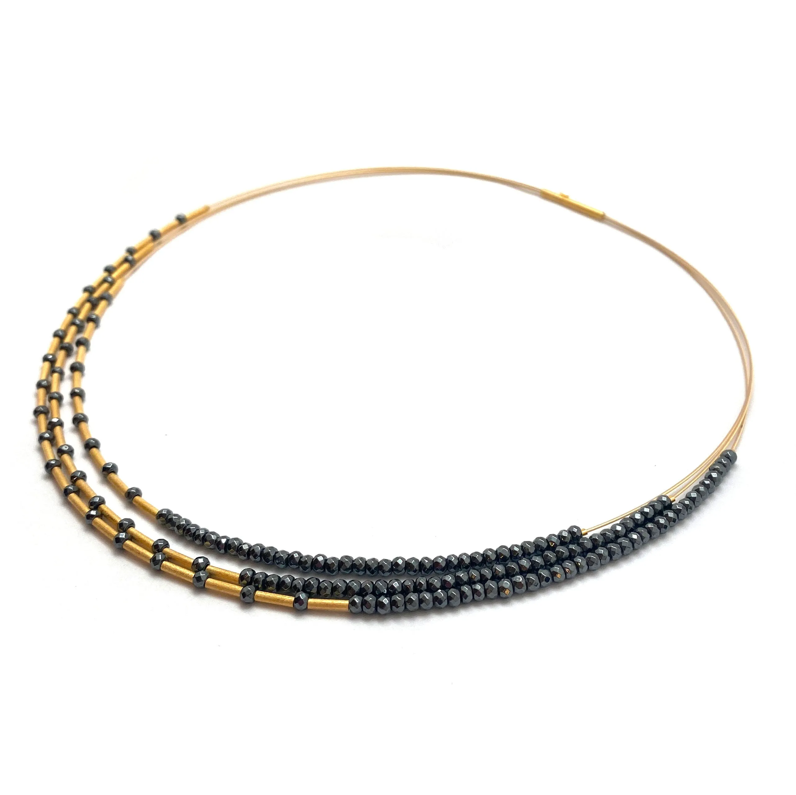 Gold Faceted Hematite Layered Collar