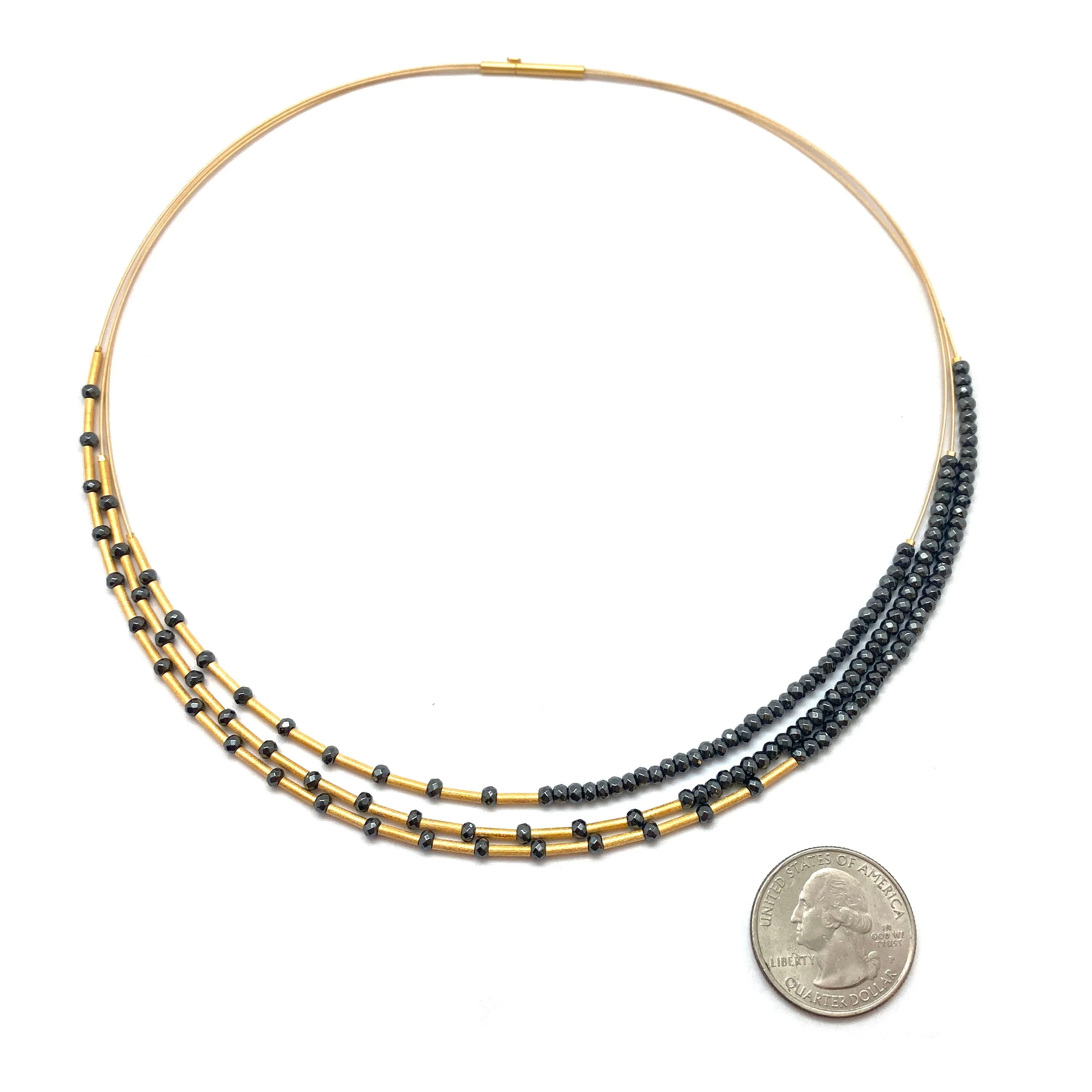 Gold Faceted Hematite Layered Collar