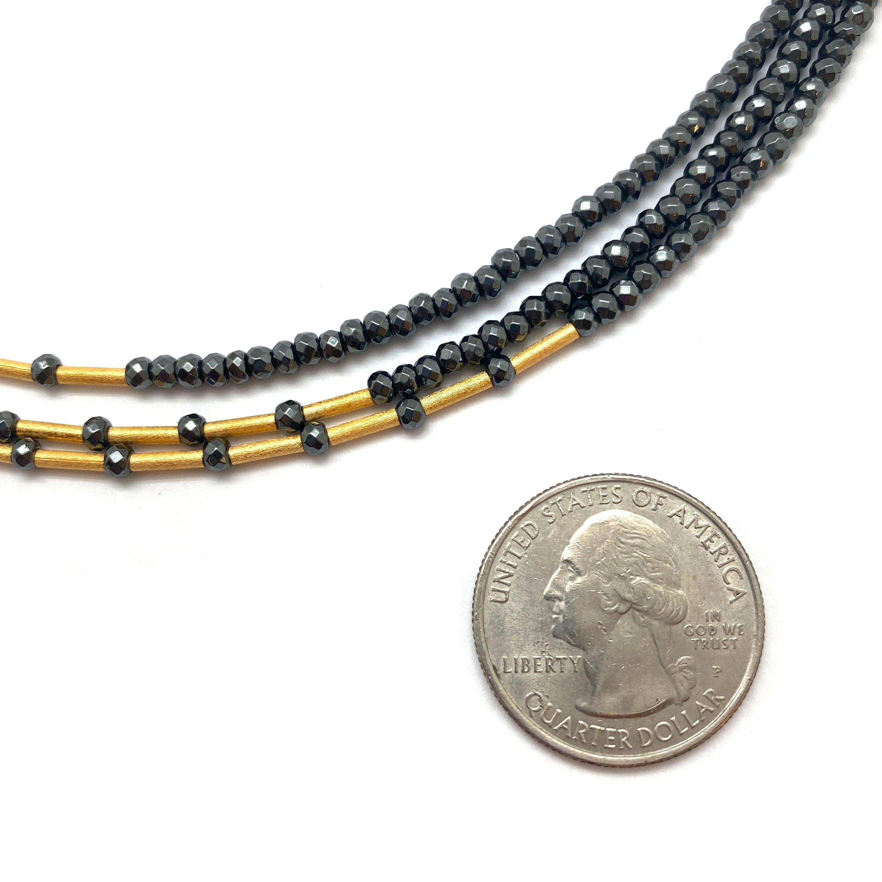 Gold Faceted Hematite Layered Collar