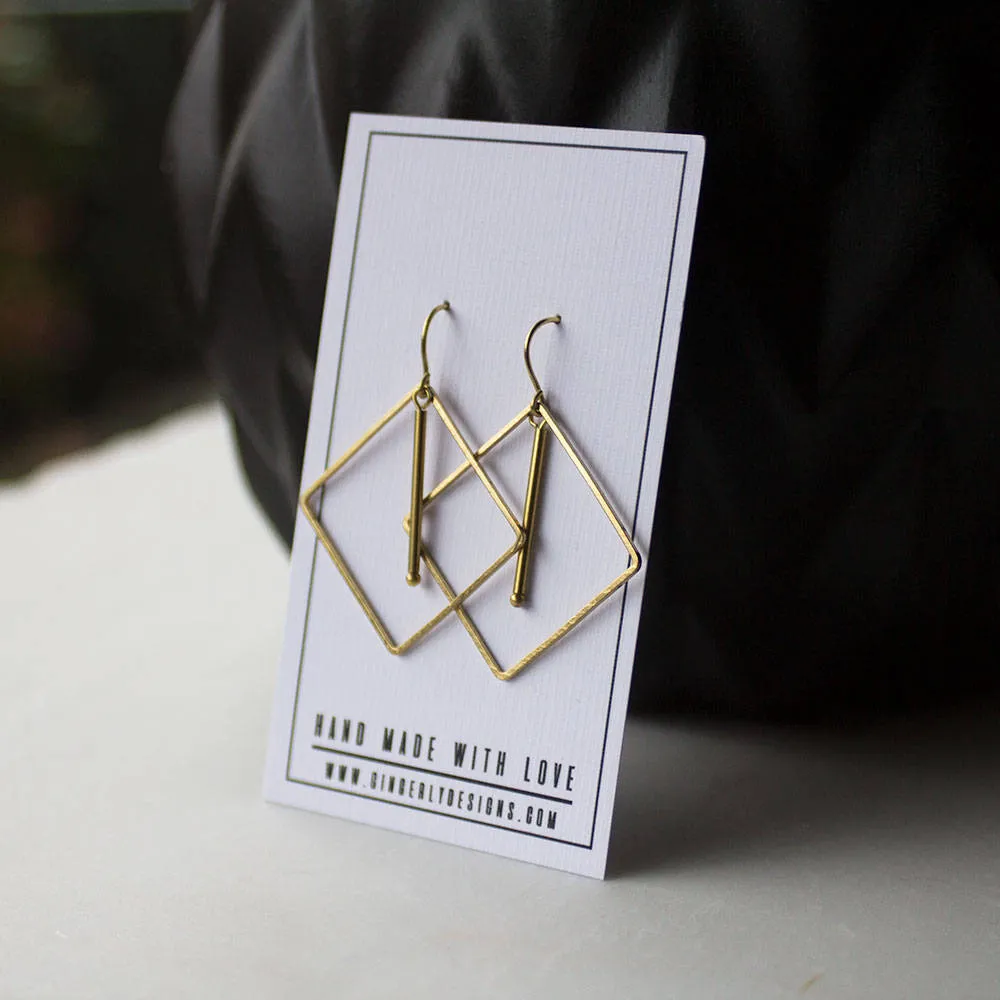 Gold Geometric Diamond Earrings