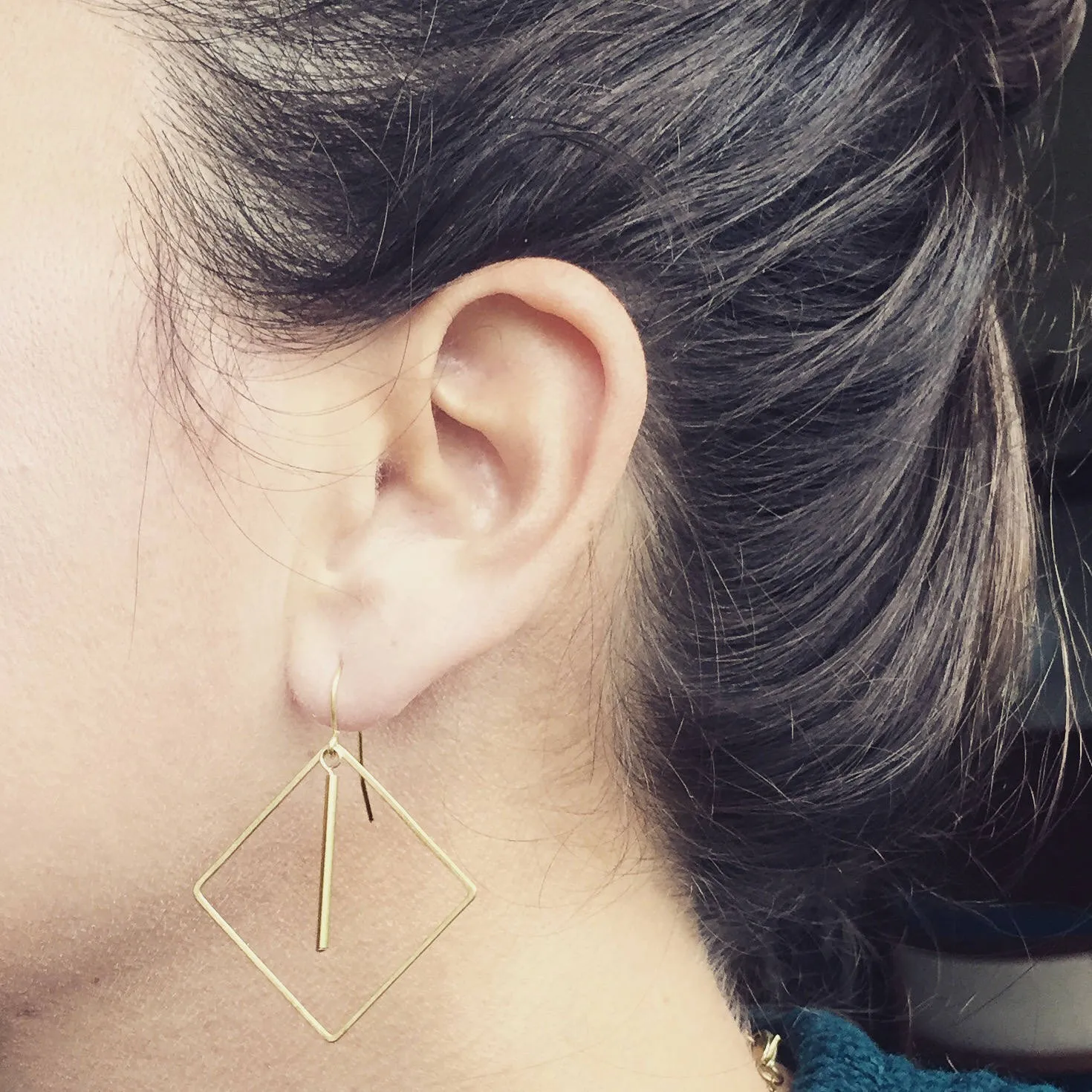 Gold Geometric Diamond Earrings