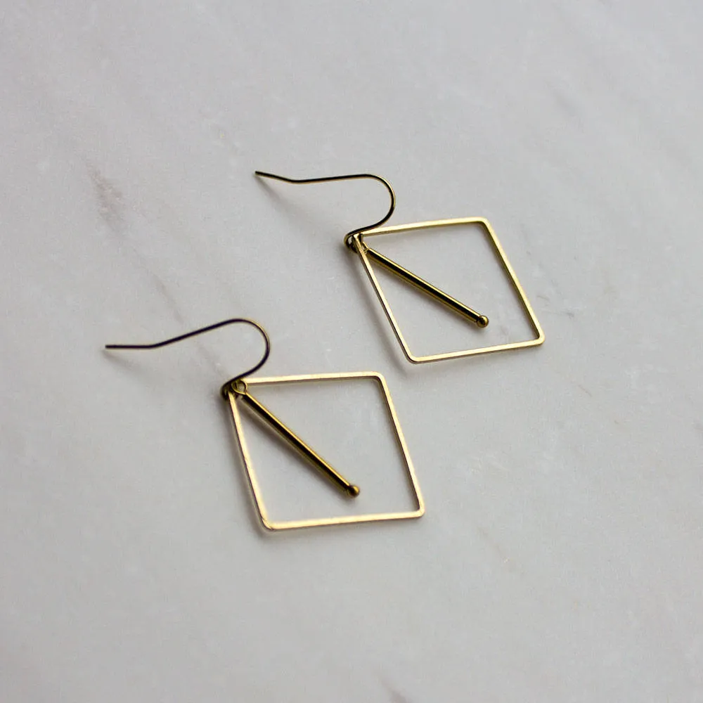 Gold Geometric Diamond Earrings