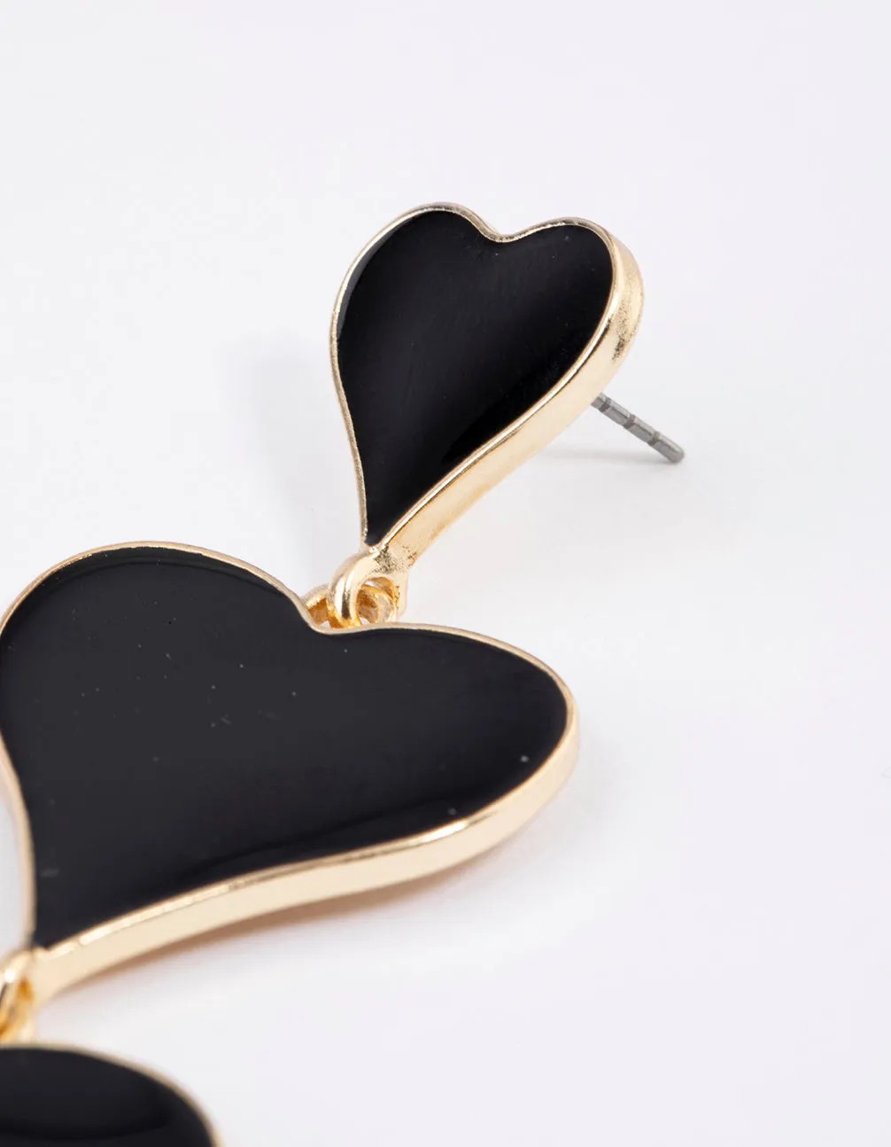 Gold Graduated Triple Heart Drop Earrings