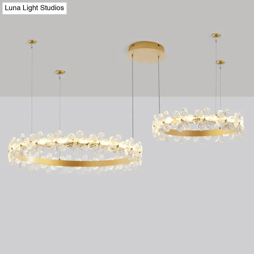 Gold Modernist Crystal LED Chandelier for Living Room Ceiling