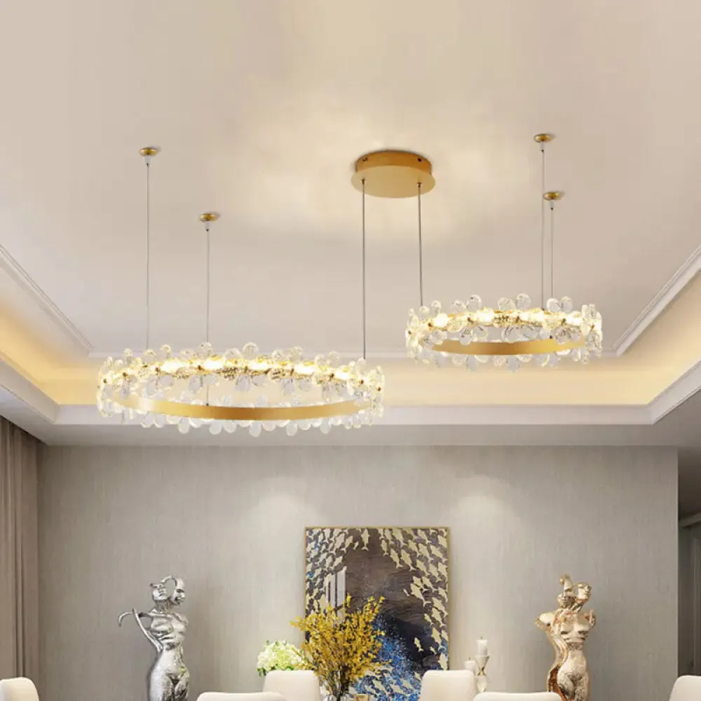 Gold Modernist Crystal LED Chandelier for Living Room Ceiling