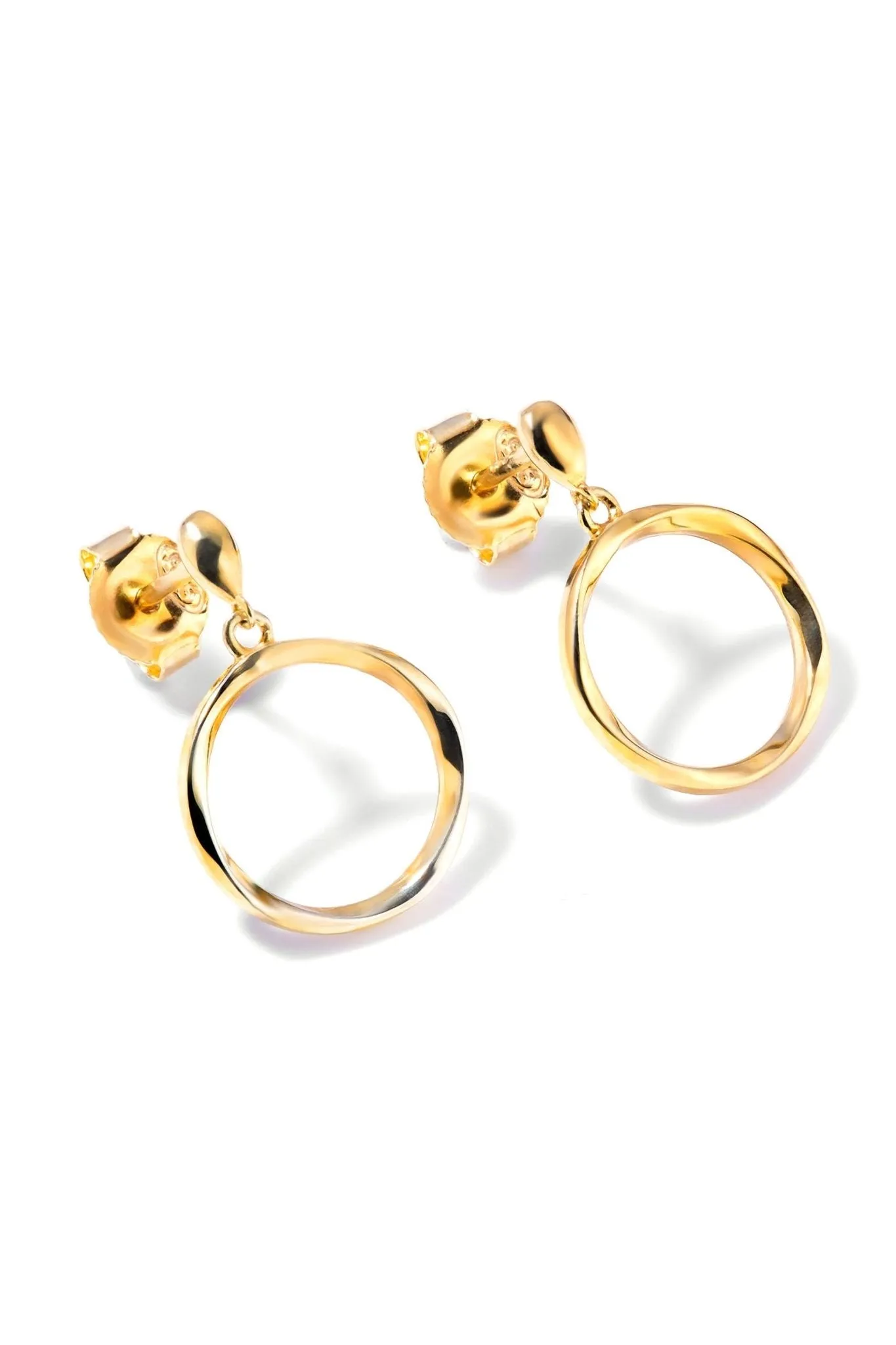 Gold Plated Sterling Silver Circle Swirl Stud Earrings