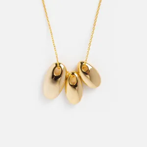 Gold Triple Puffy Oval Necklace