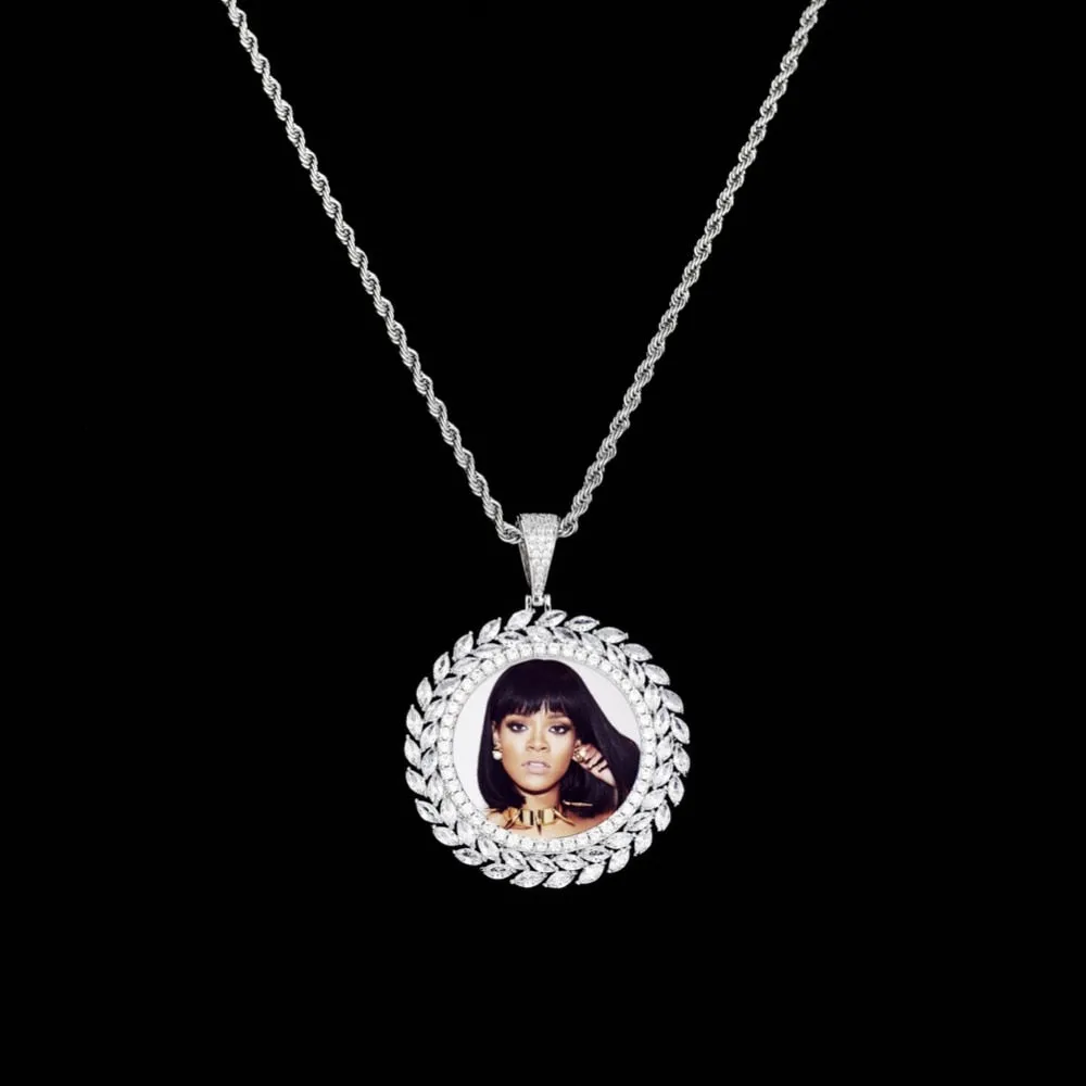 Grain Custom Photo Round Medallion Pendant Necklace Hip hop Jewelry