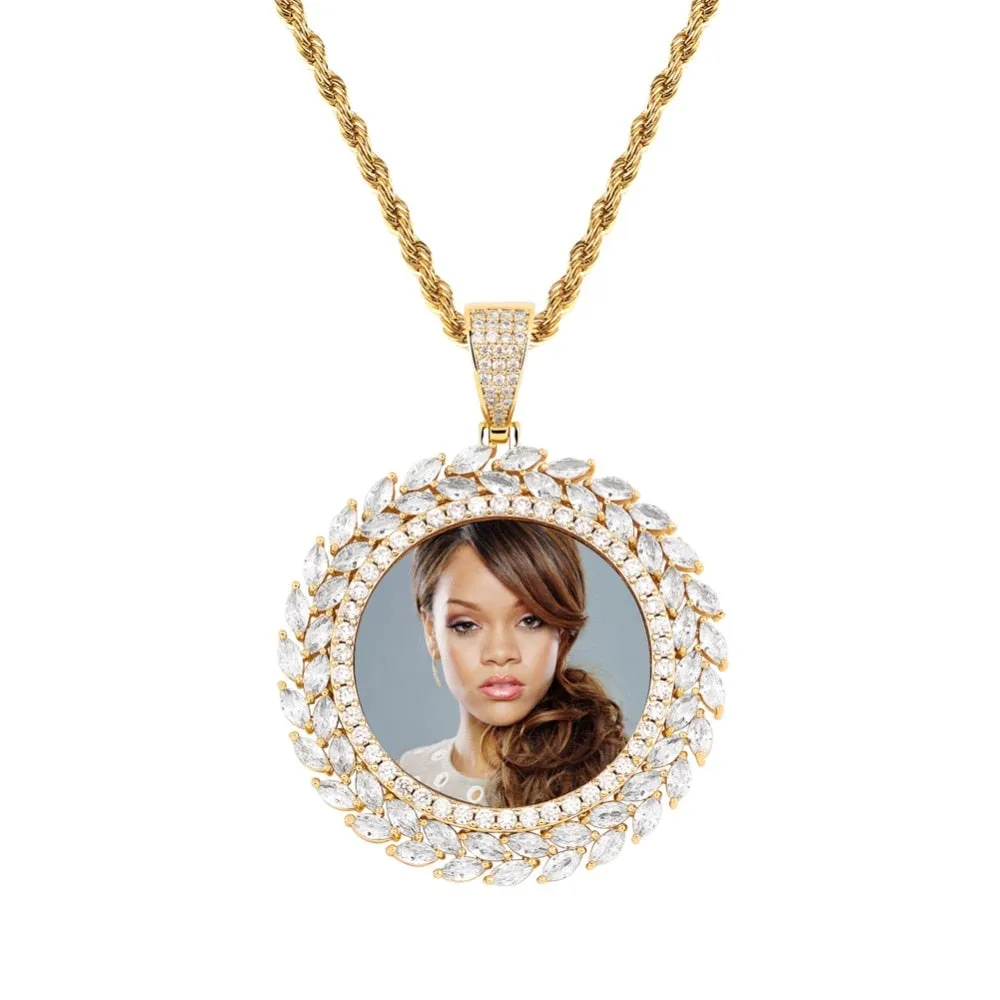 Grain Custom Photo Round Medallion Pendant Necklace Hip hop Jewelry