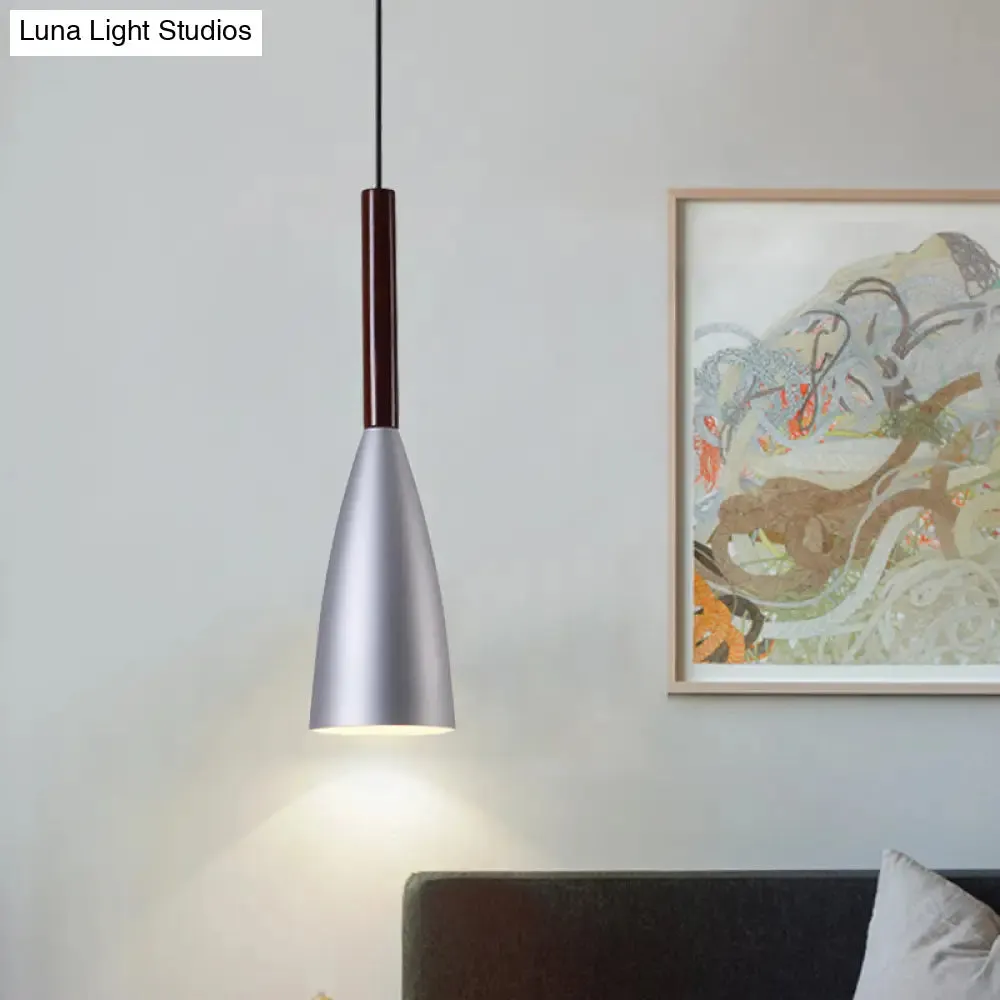 Gray Trumpet Pendulum Light - Stylish 1-Head Aluminum Ceiling Pendant for Bedside - Nordic Design