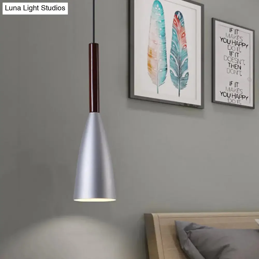 Gray Trumpet Pendulum Light - Stylish 1-Head Aluminum Ceiling Pendant for Bedside - Nordic Design