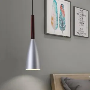 Gray Trumpet Pendulum Light - Stylish 1-Head Aluminum Ceiling Pendant for Bedside - Nordic Design