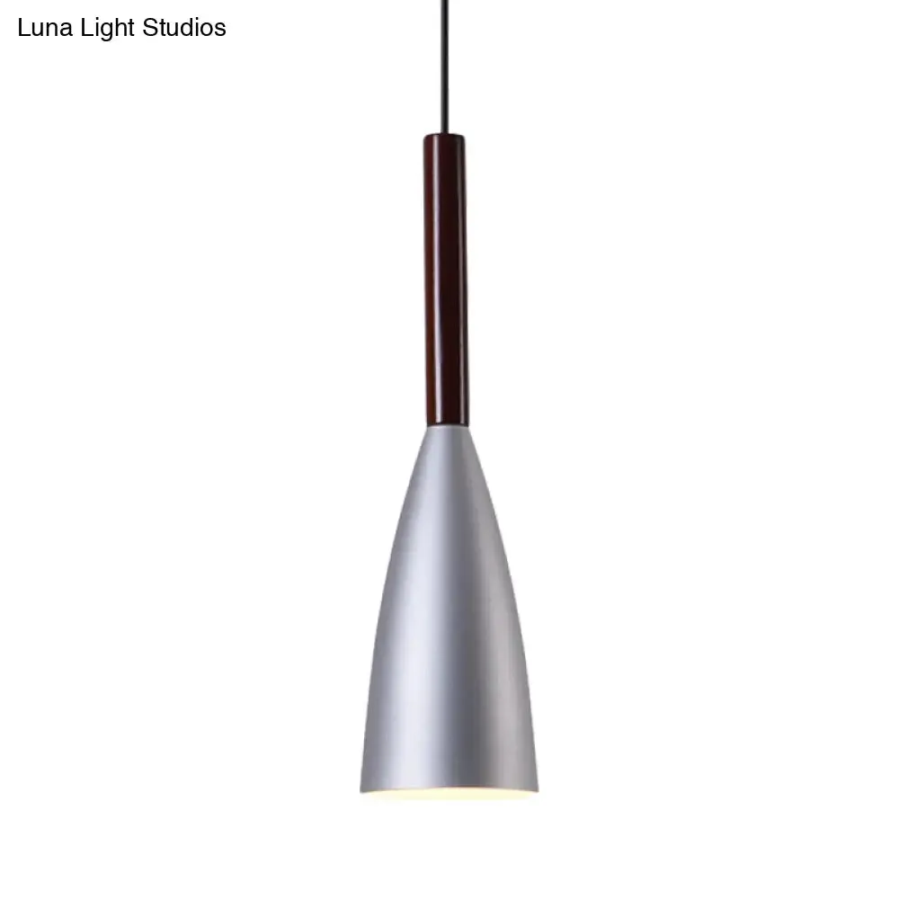 Gray Trumpet Pendulum Light - Stylish 1-Head Aluminum Ceiling Pendant for Bedside - Nordic Design