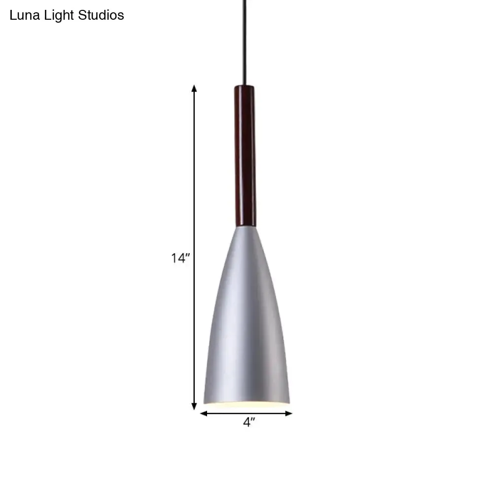 Gray Trumpet Pendulum Light - Stylish 1-Head Aluminum Ceiling Pendant for Bedside - Nordic Design