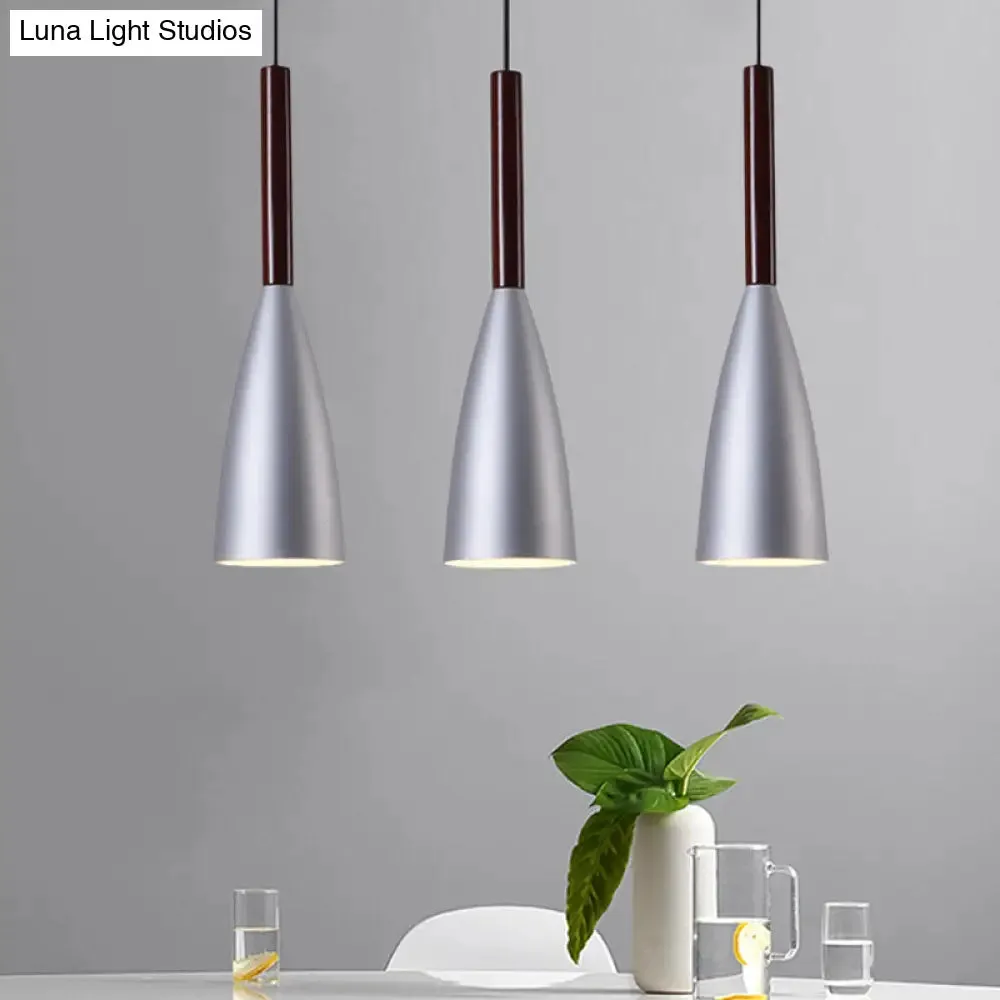 Gray Trumpet Pendulum Light - Stylish 1-Head Aluminum Ceiling Pendant for Bedside - Nordic Design