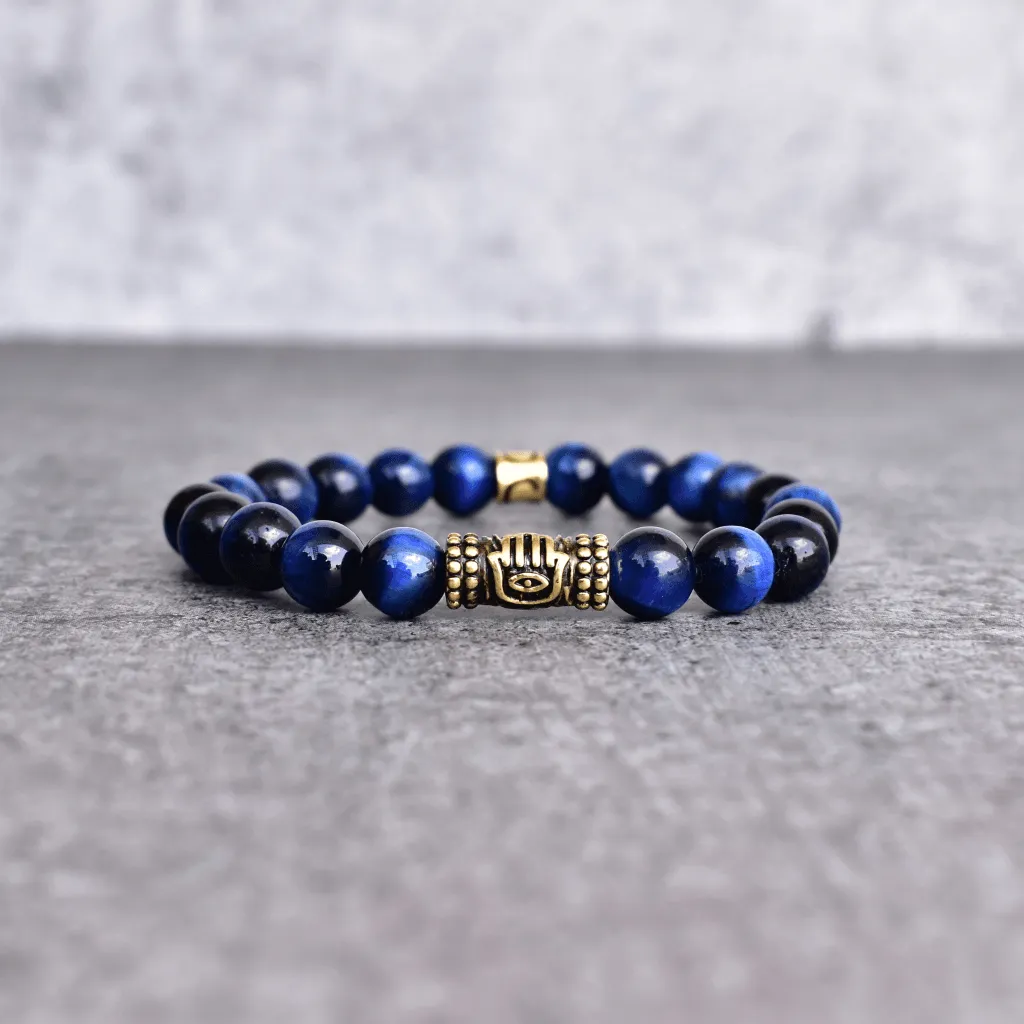 Hamsa Protector - Blue Tiger Eye Bracelet