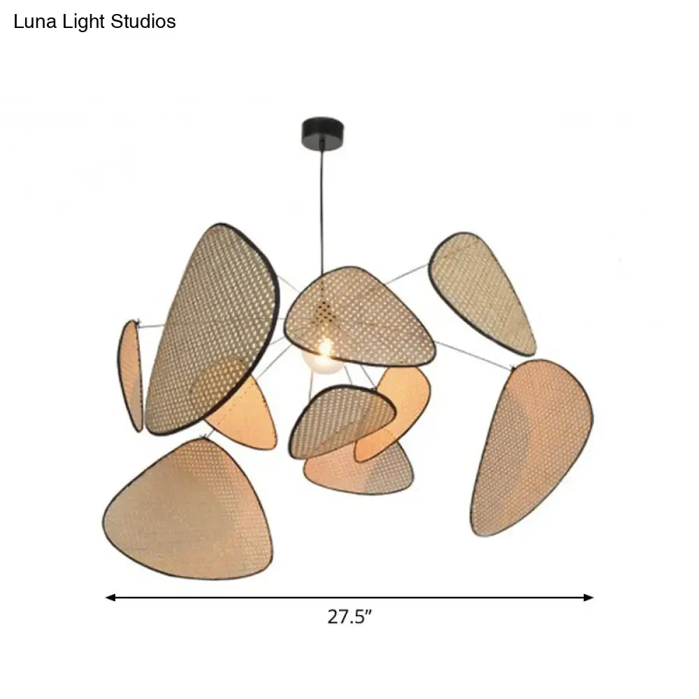 Handcrafted Bamboo Leaf Pendant - Stylish Asian Design - 1 Bulb - Beige - Ceiling Suspension Lamp - Multiple Width Options (27.5"/31.5"/39")