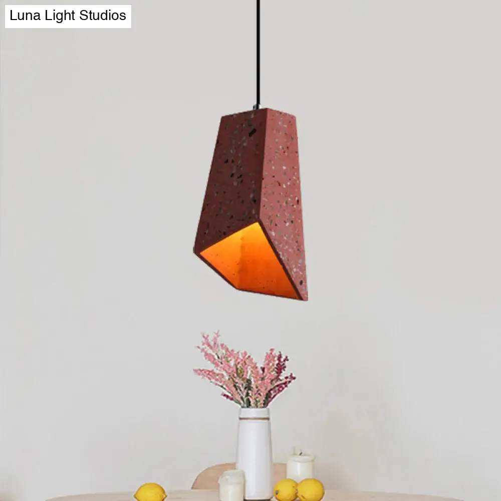 Hanging Geometric Nordic Terrazzo Pendant Lamp - 1 Head, White/Black/Red - Ideal for Coffee Shop