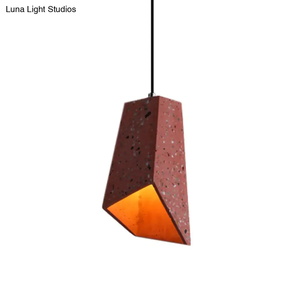 Hanging Geometric Nordic Terrazzo Pendant Lamp - 1 Head, White/Black/Red - Ideal for Coffee Shop