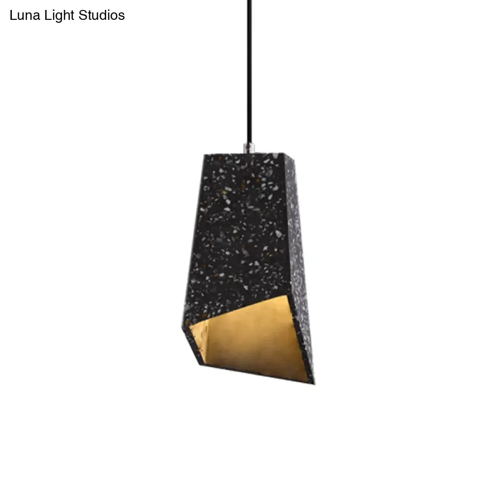 Hanging Geometric Nordic Terrazzo Pendant Lamp - 1 Head, White/Black/Red - Ideal for Coffee Shop