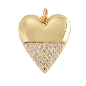 Heart Half CZ Charm For Charm Necklace & Bracelet