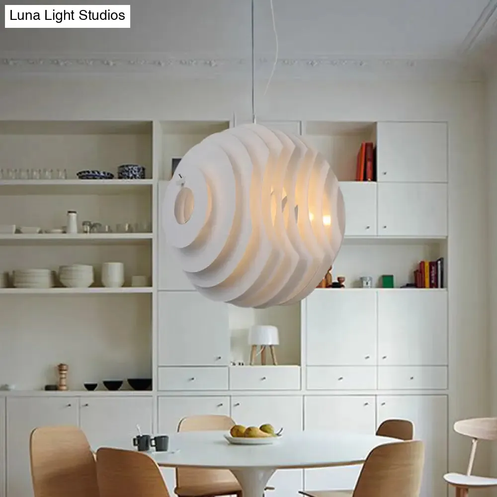 Honeycomb Dining Room Pendant Light in White - Modern Metal Suspension Lamp