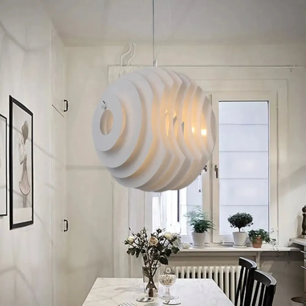 Honeycomb Dining Room Pendant Light in White - Modern Metal Suspension Lamp