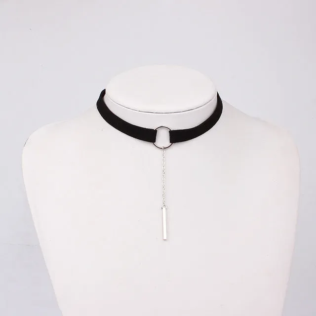 Hot Newest fashion accessories silver plated   terciopelo leather mix color round choker necklace for couple lovers'  N160