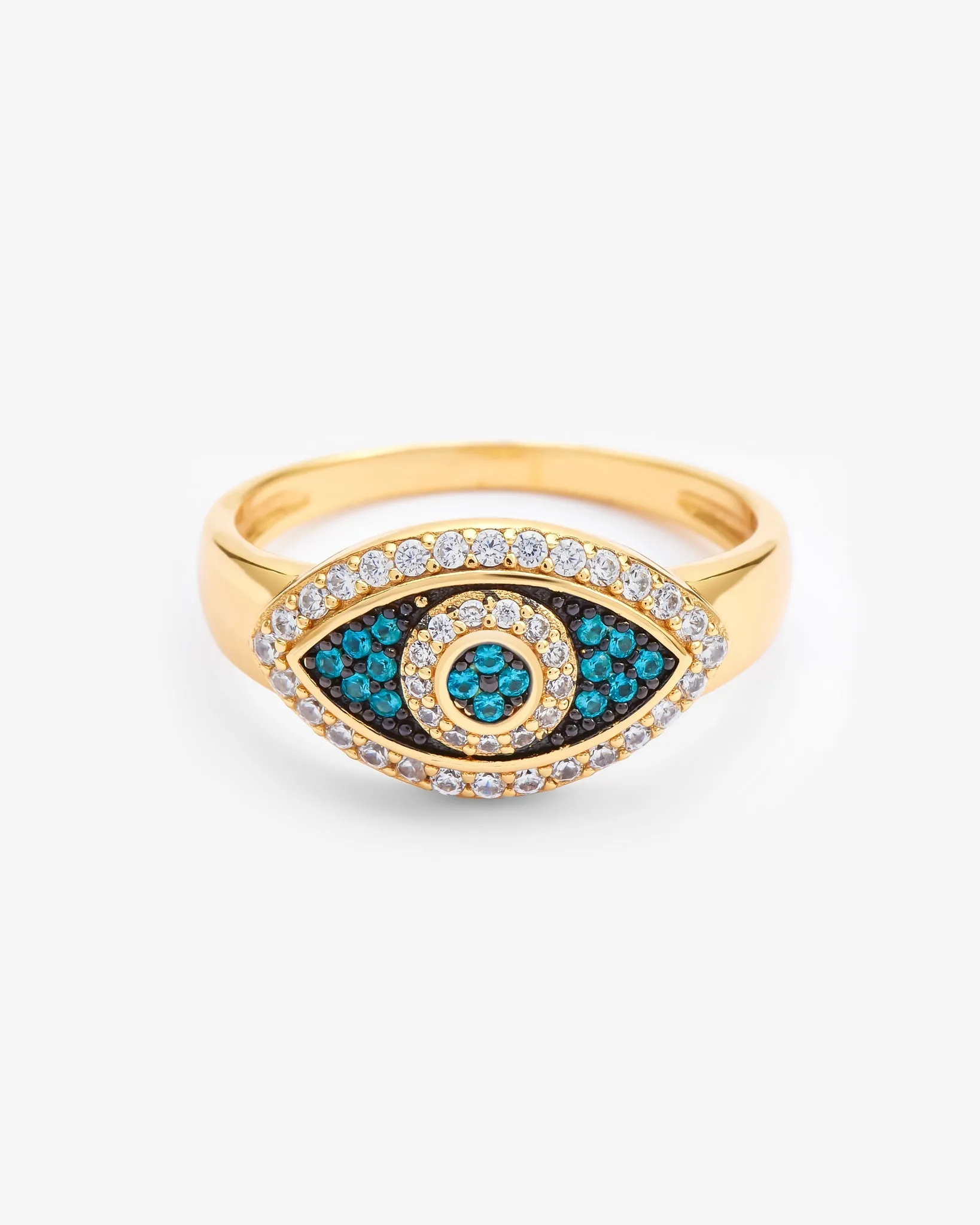 Iced Evil Eye Ring - Gold