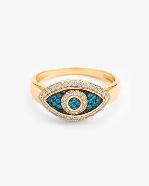 Iced Evil Eye Ring - Gold