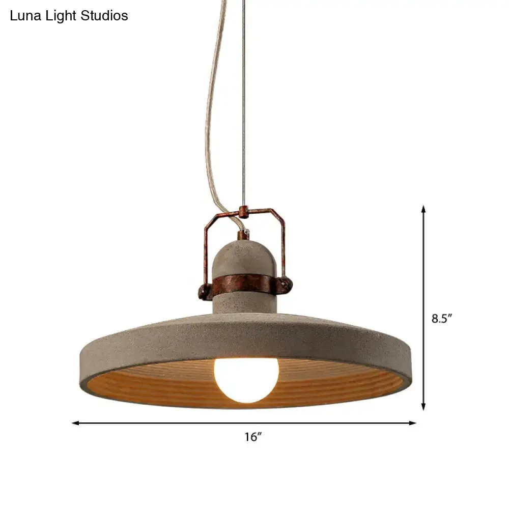 Industrial Style 1-Light Round Shade Pendant Light in Rust/Black for Kitchen Ceiling