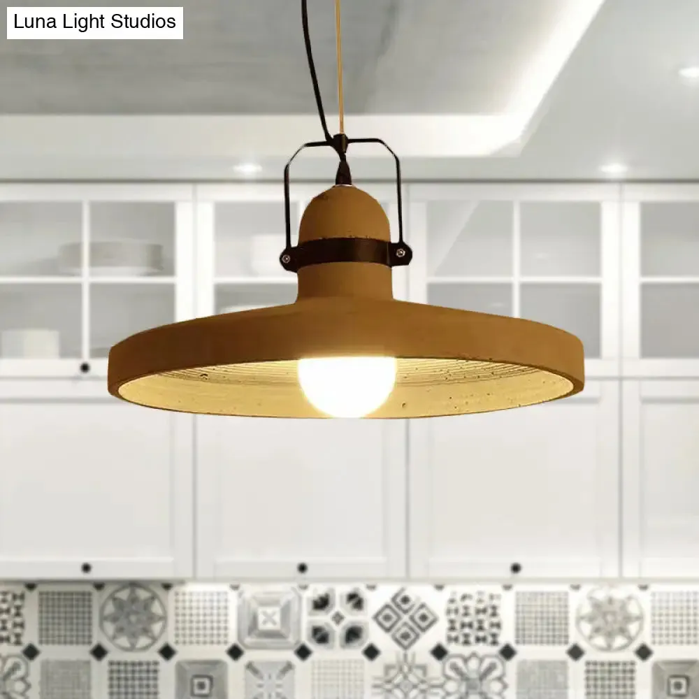 Industrial Style 1-Light Round Shade Pendant Light in Rust/Black for Kitchen Ceiling