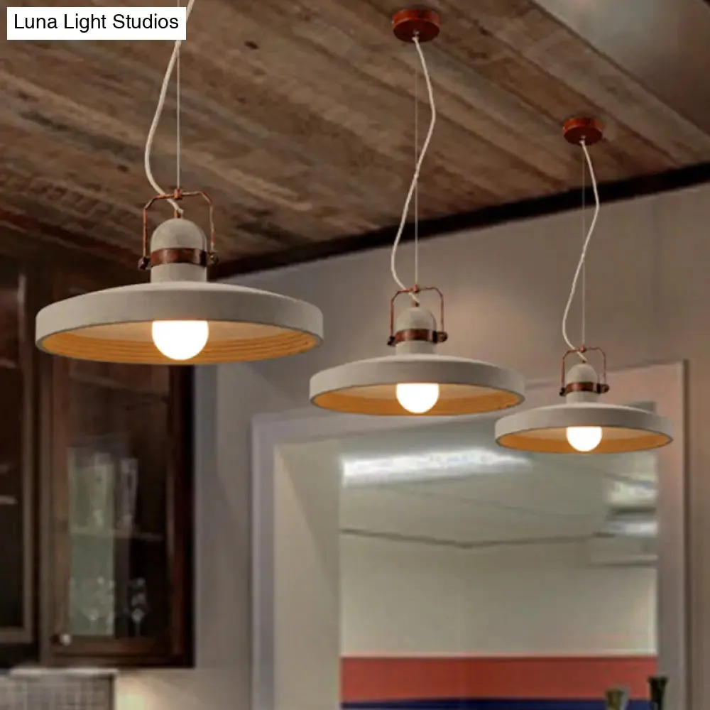 Industrial Style 1-Light Round Shade Pendant Light in Rust/Black for Kitchen Ceiling