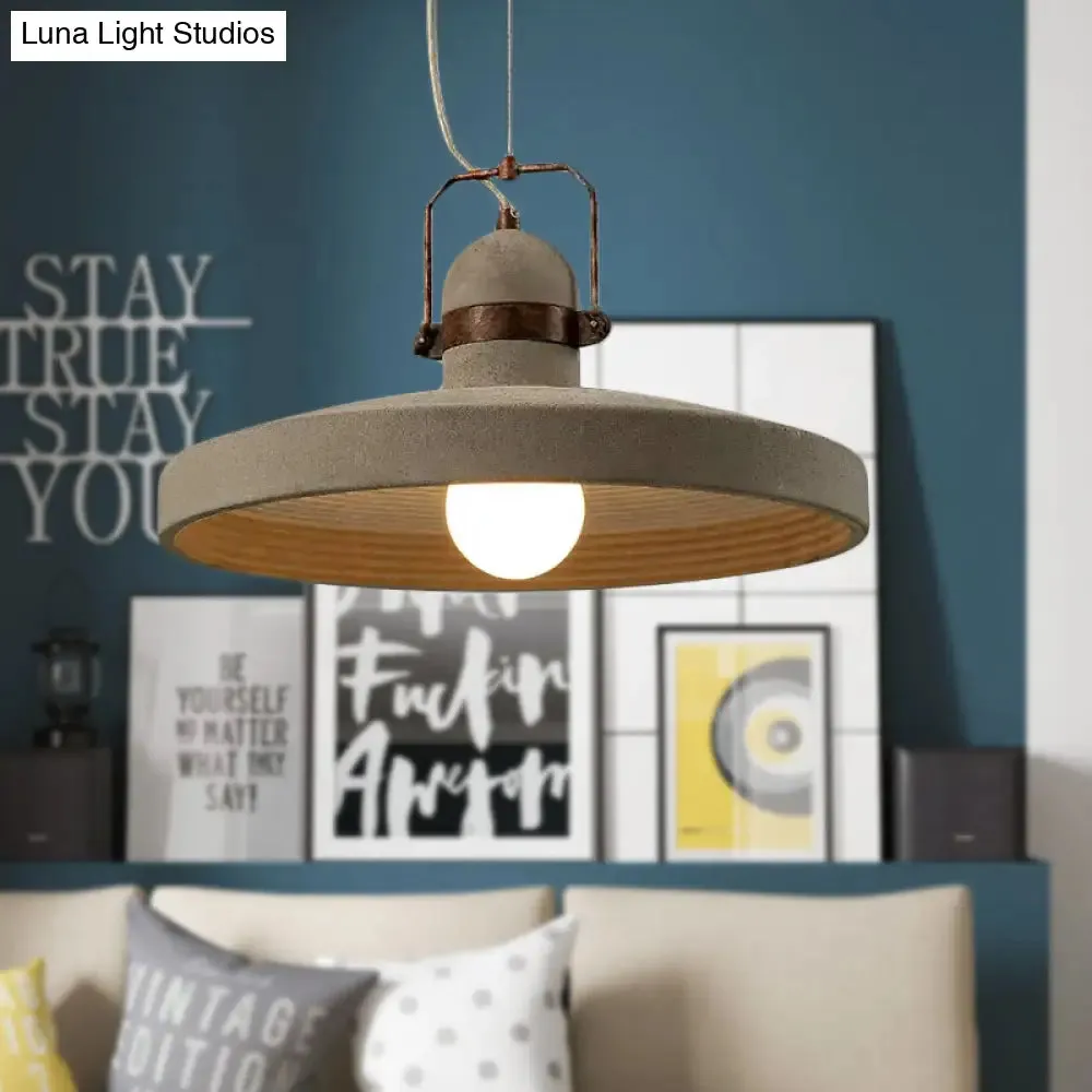 Industrial Style 1-Light Round Shade Pendant Light in Rust/Black for Kitchen Ceiling