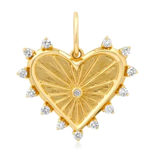 INNER LIGHT FLUTED DIAMOND HEART, 14kt GOLD