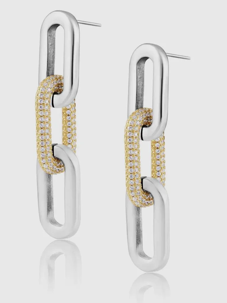 Jenna Pave Earrings - Two Tone