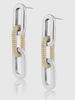 Jenna Pave Earrings - Two Tone