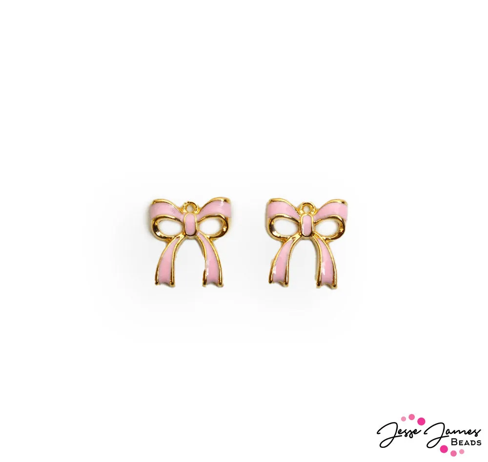 JJB Pink Bows Charm Pair