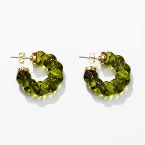 Just Lil Things Green Color Hoop Earrings JLT12636