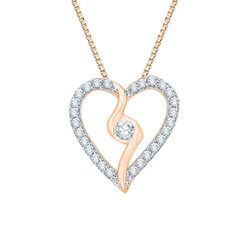 KATARINA Diamond Heart Pendant Necklace (1/6 cttw GH, I2/I3)