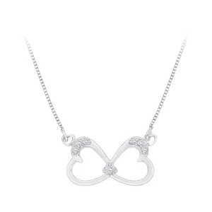 KATARINA Double Heart Diamond Pendant Necklace (1/10 cttw)