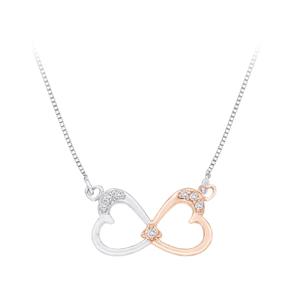 KATARINA Double Heart Diamond Pendant Necklace (1/10 cttw)