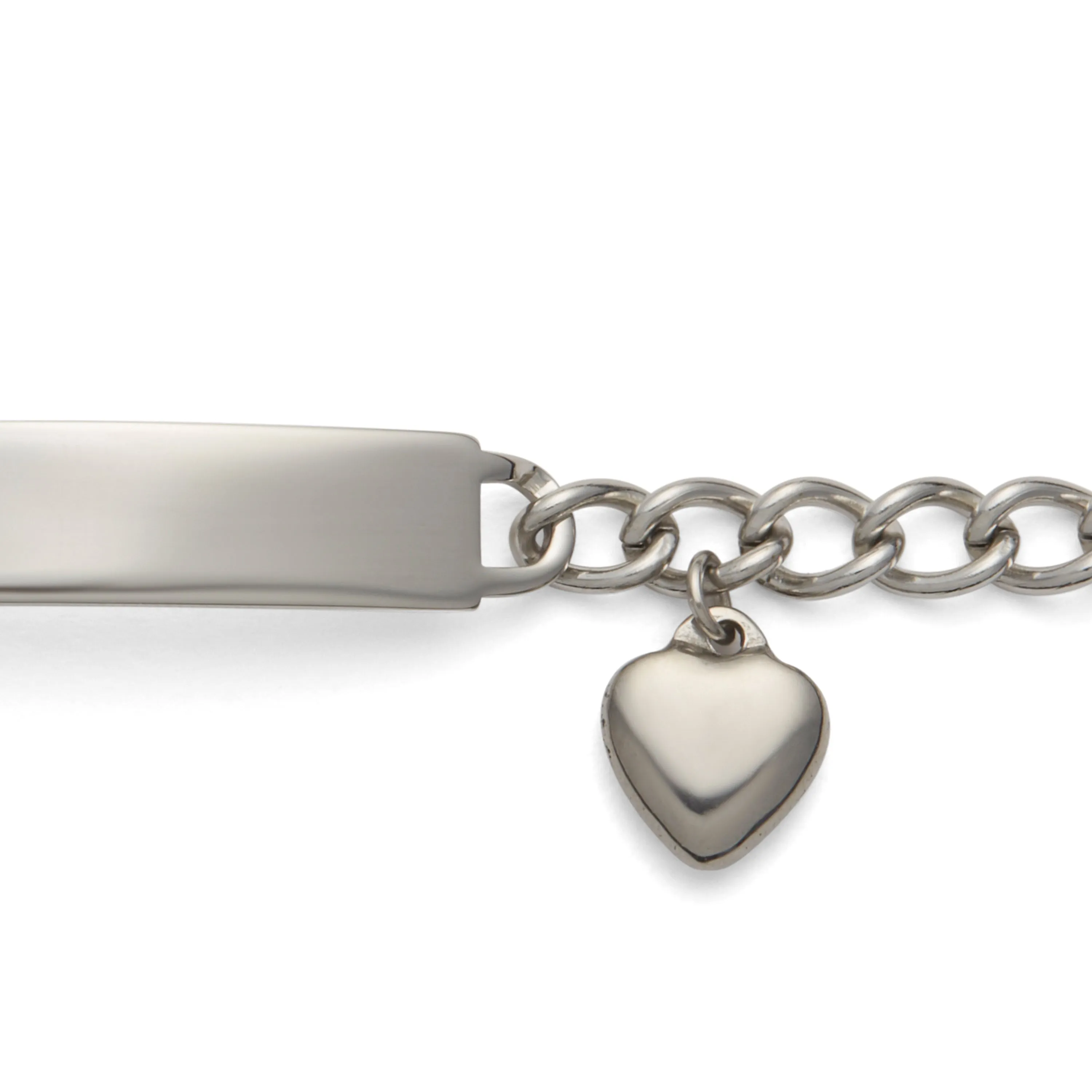 Ladies’ ID Bracelet with Heart Cut Out Plaque and Heart Charm