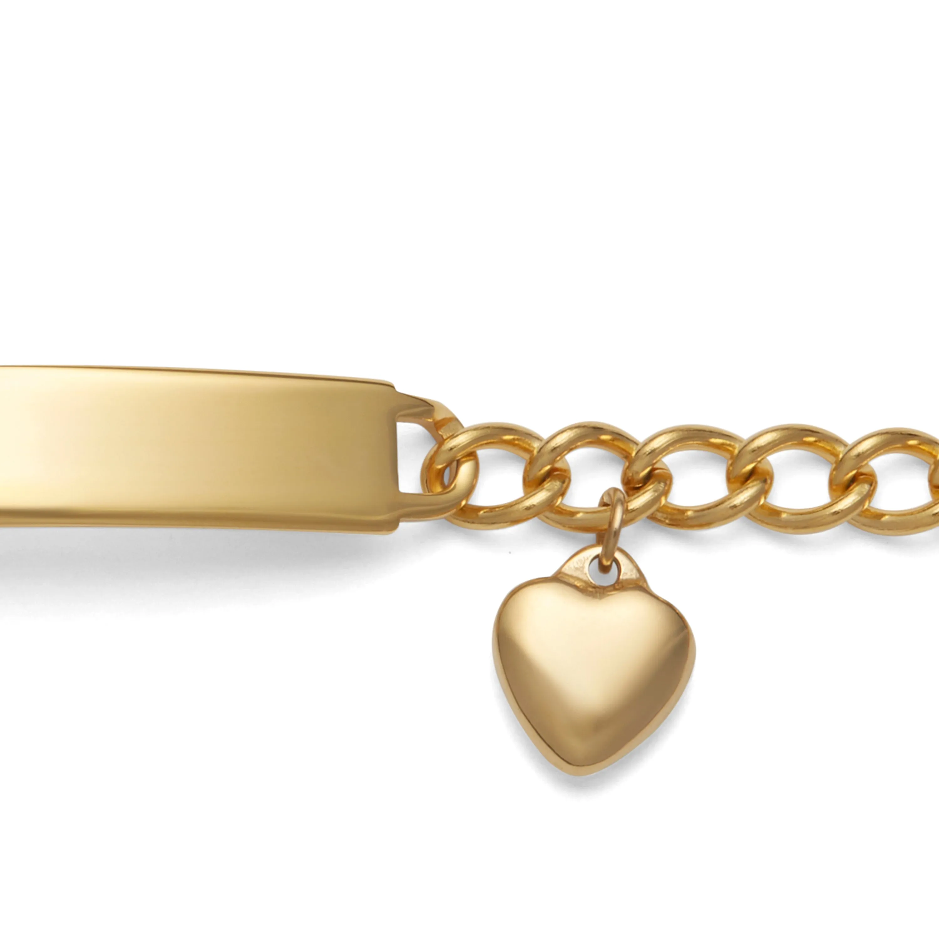 Ladies’ ID Bracelet with Heart Cut Out Plaque and Heart Charm