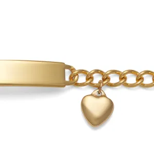 Ladies’ ID Bracelet with Heart Cut Out Plaque and Heart Charm