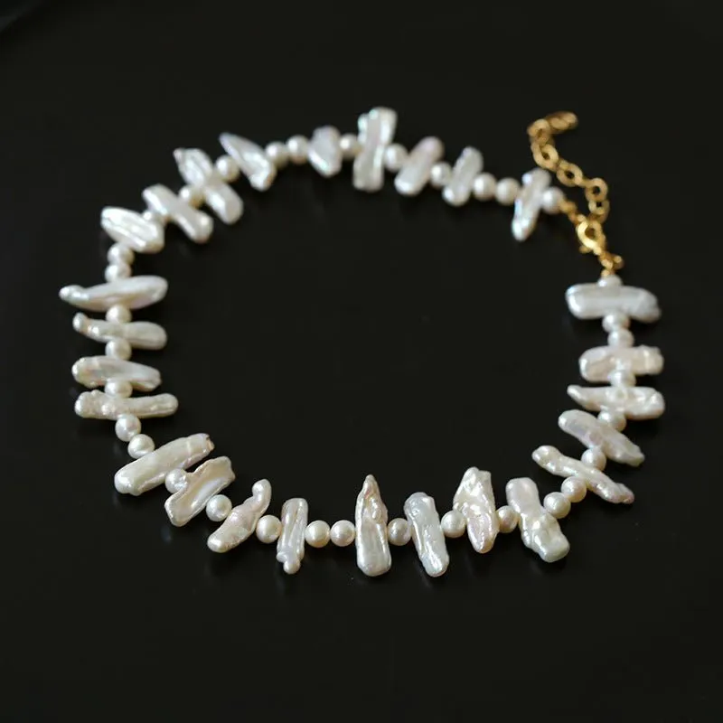 Lute Pearl Baroque Pearl Collar Chain Necklace