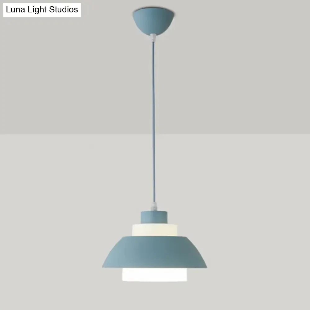 Macaron Single-Bulb Aluminum Ceiling Pendant Light with Acrylic Shade