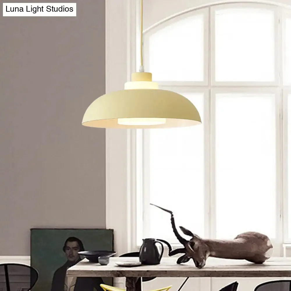 Macaron Single-Bulb Aluminum Ceiling Pendant Light with Acrylic Shade