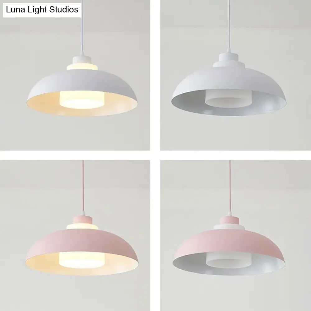 Macaron Single-Bulb Aluminum Ceiling Pendant Light with Acrylic Shade