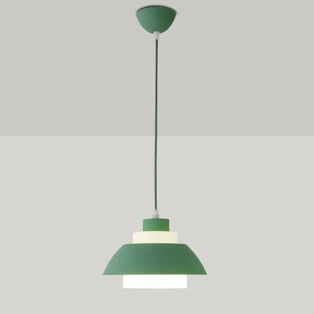 Macaron Single-Bulb Aluminum Ceiling Pendant Light with Acrylic Shade